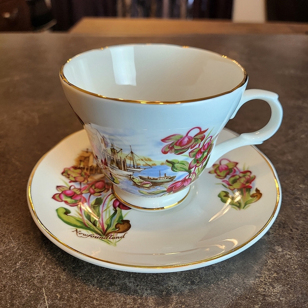 Crown Trent Fine Bone China Staffordshire England Newfoundland Vintage Teacup